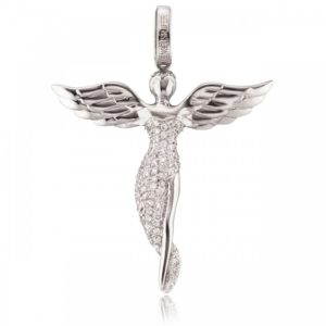 Colgante ángel cristales plata